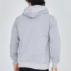 Erkek 3 İplik Pamuklu Fermuarlı Kapüşonlu Kanguru Cepli Baskılı Hoodie Hırka Sweatshirt -gri