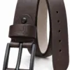 Erkek Koyu Kahverengi 4 Cm Metal Tokalı Kot Ve Kumaş Pantolon Kemeri