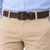 Erkek Koyu Kahverengi 4 Cm Metal Tokalı Kot Ve Kumaş Pantolon Kemeri