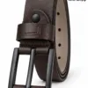 Erkek Koyu Kahverengi 4 Cm Metal Tokalı Kot Ve Kumaş Pantolon Kemeri