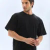 Erkek Düz Yazlık Kısa Kol Tişört Bisiklet Yaka Oversize T-shirt - Siyah Erkek Düz Yazlık Kısa Kol Tişört Bisiklet Yaka Oversize T-shirt - Siyah