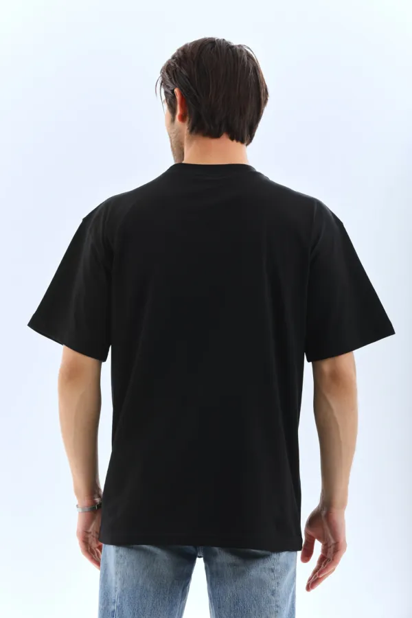 Erkek Düz Yazlık Kısa Kol Tişört Bisiklet Yaka Oversize T-shirt - Siyah Erkek Düz Yazlık Kısa Kol Tişört Bisiklet Yaka Oversize T-shirt - Siyah