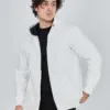Erkek 3 İplik Pamuklu Kapüşonlu Tam Fermuarlı Cepli Hoodie Sweatshirt - Beyaz Erkek 3 İplik Pamuklu Kapüşonlu Tam Fermuarlı Cepli Hoodie Sweatshirt - Beyaz