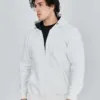 Erkek 3 İplik Pamuklu Kapüşonlu Tam Fermuarlı Cepli Hoodie Sweatshirt - Beyaz Erkek 3 İplik Pamuklu Kapüşonlu Tam Fermuarlı Cepli Hoodie Sweatshirt - Beyaz